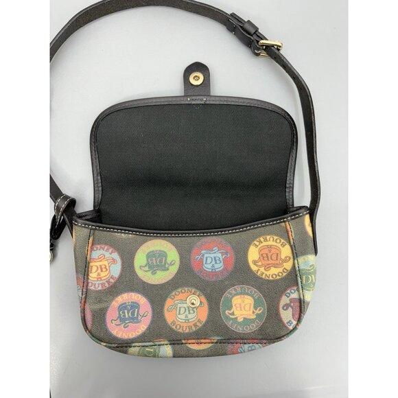 Vintage Dooney & Bourke Shoulder Bag Purse Logo Medallion Colorful Coated Black - Picture 7 of 12